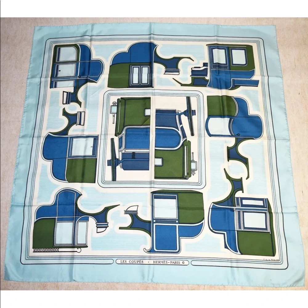 HERMES SCARF LE COUPES VINTAGE HERMES SCARF F. de la PERRIERE - Picture 7 of 14